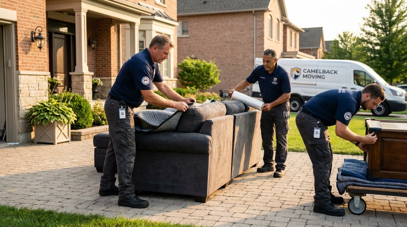 Large estate moving crew wrapping furniture in Kennedale, TX